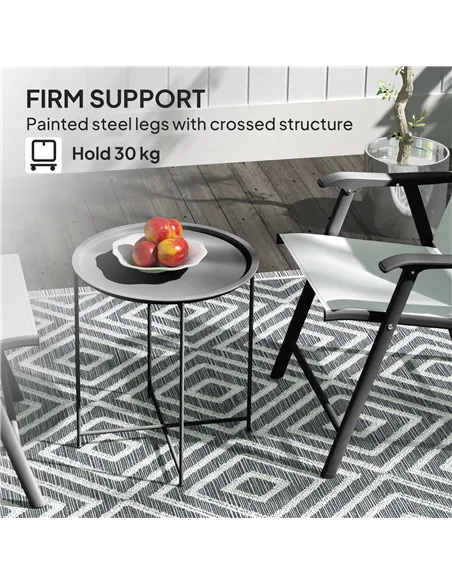 Outsunny Steel Removable Tray Top Garden Table - Black