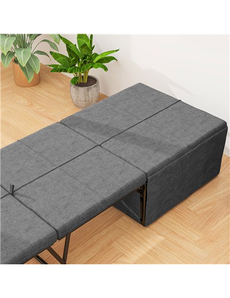 HOMCOM Folding Bed with Linen Sponge Mattress and Dust Cover, Foldable Guest Bed Compact Single Bed with Metal Frame, 69 x 181.5