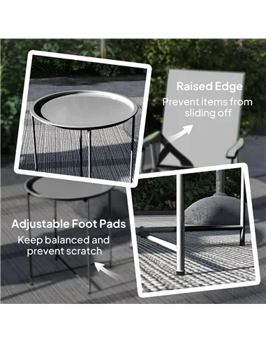 Outsunny Steel Removable Tray Top Garden Table - Black