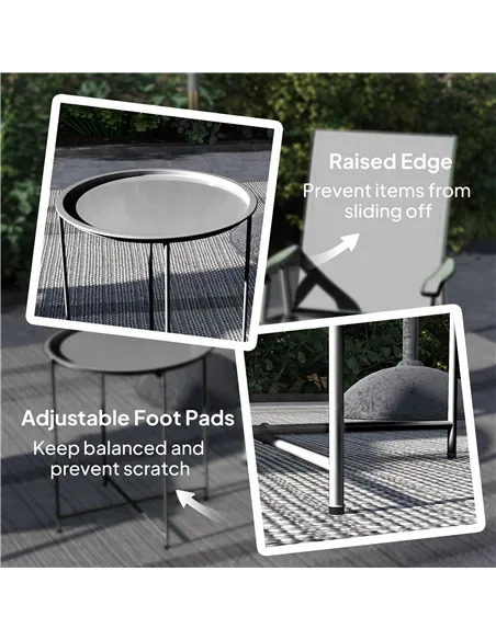 Outsunny Steel Removable Tray Top Garden Table - Black