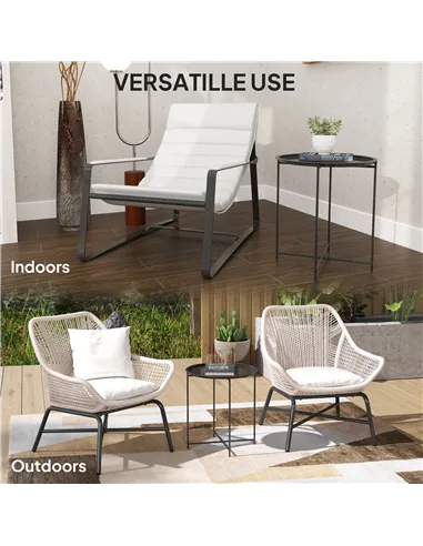 Outsunny Steel Removable Tray Top Garden Table - Black