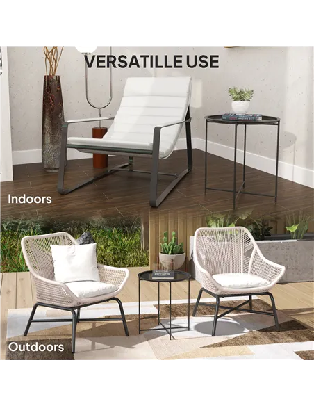 Outsunny Steel Removable Tray Top Garden Table - Black