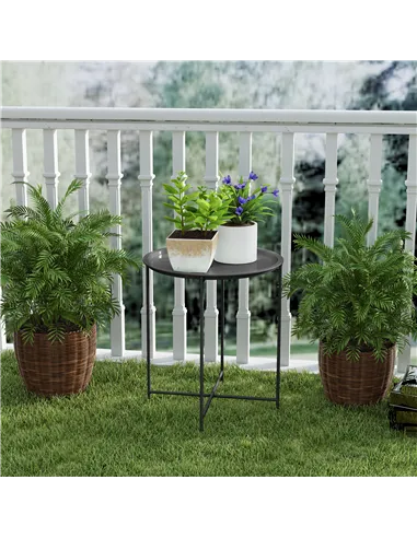 Outsunny Steel Removable Tray Top Garden Table - Black