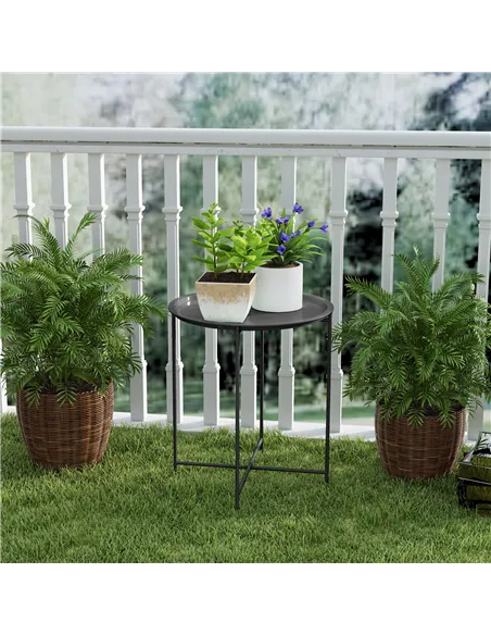 Outsunny Steel Removable Tray Top Garden Table - Black