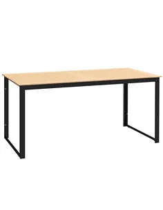 Outsunny Garden Table for 6 People, 160 x 80 x 75 cm Rectangle Outdoor Dining Table with Slatted Top, Metal Frame, for Balcony, 