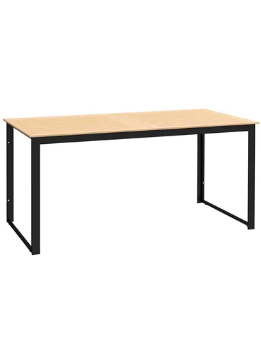 Outsunny Garden Table for 6 People, 160 x 80 x 75 cm Rectangle Outdoor Dining Table with Slatted Top, Metal Frame, for Balcony, 