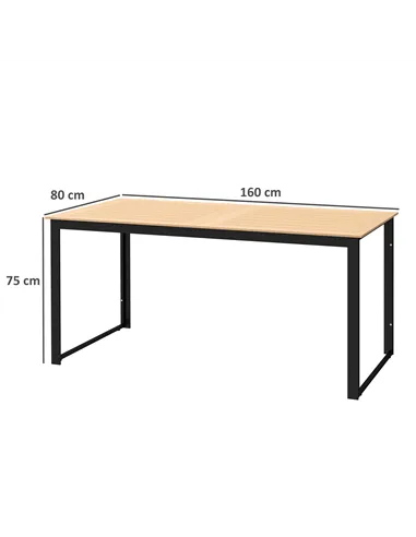 Outsunny Garden Table for 6 People, 160 x 80 x 75 cm Rectangle Outdoor Dining Table with Slatted Top, Metal Frame, for Balcony, 