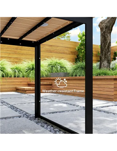 Outsunny Garden Table for 6 People, 160 x 80 x 75 cm Rectangle Outdoor Dining Table with Slatted Top, Metal Frame, for Balcony, 