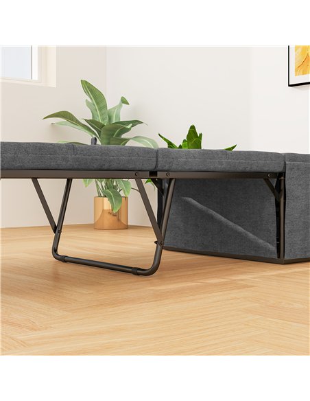 HOMCOM Folding Bed with Linen Sponge Mattress and Dust Cover, Foldable Guest Bed Compact Single Bed with Metal Frame, 69 x 181.5
