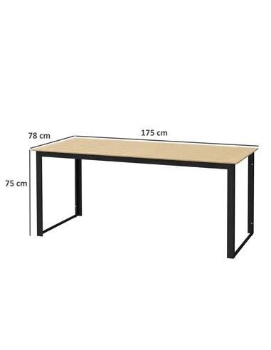 Outsunny Garden Table for 6 People, 175 x 78 x 75 cm Rectangle Outdoor Dining Table with Slatted Top, Metal Frame, for Balcony, 