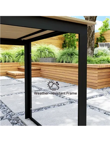 Outsunny Garden Table for 6 People, 175 x 78 x 75 cm Rectangle Outdoor Dining Table with Slatted Top, Metal Frame, for Balcony, 