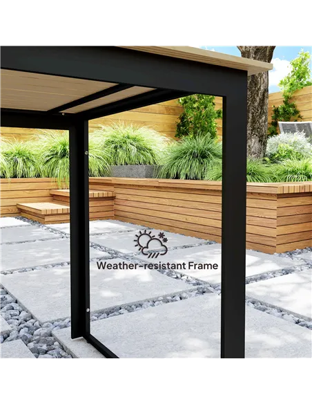 Outsunny Garden Table for 6 People, 175 x 78 x 75 cm Rectangle Outdoor Dining Table with Slatted Top, Metal Frame, for Balcony, 