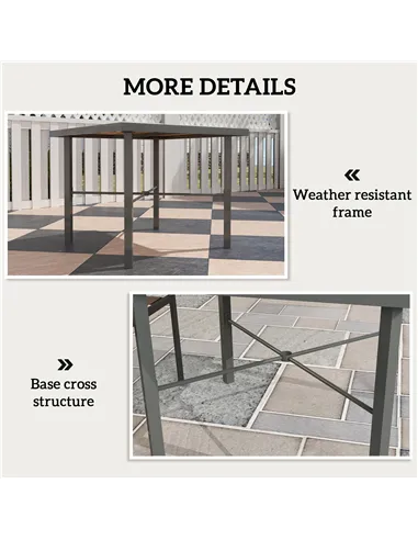 Outsunny Garden Table for 4, 90 cm Rectangular Outdoor Dining Table with 4.2 cm Umbrella Hole, Wood Effect Top, Rust Resistant F