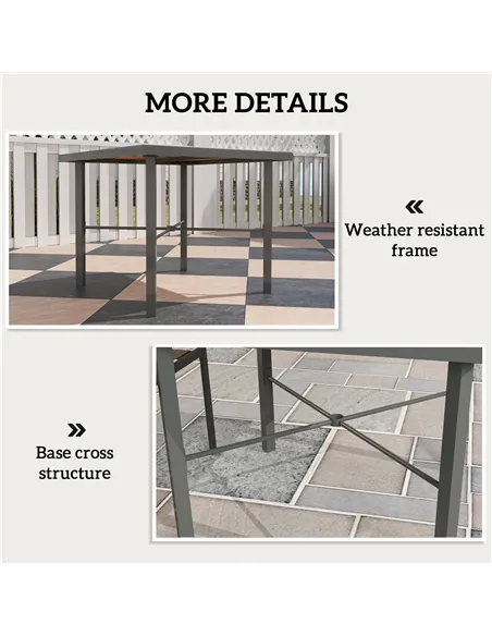 Outsunny Garden Table for 4, 90 cm Rectangular Outdoor Dining Table with 4.2 cm Umbrella Hole, Wood Effect Top, Rust Resistant F