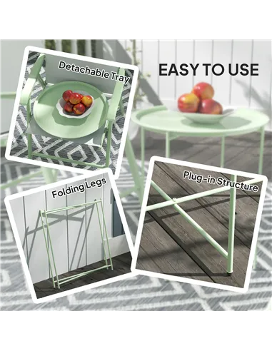 Outsunny Steel Removable Tray Top Garden Table - Green