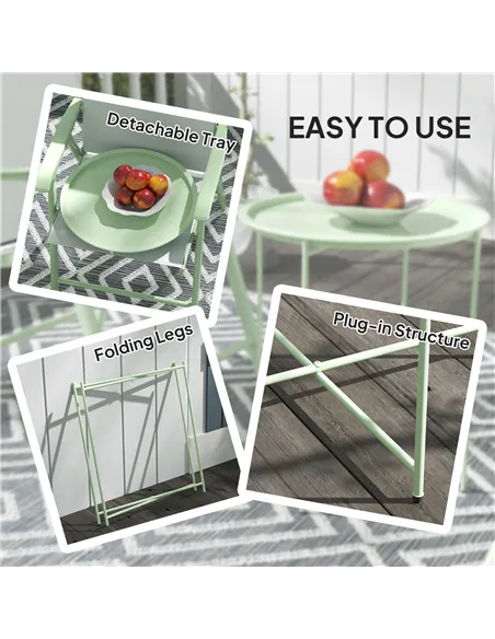 Outsunny Steel Removable Tray Top Garden Table - Green