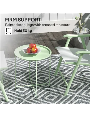 Outsunny Steel Removable Tray Top Garden Table - Green