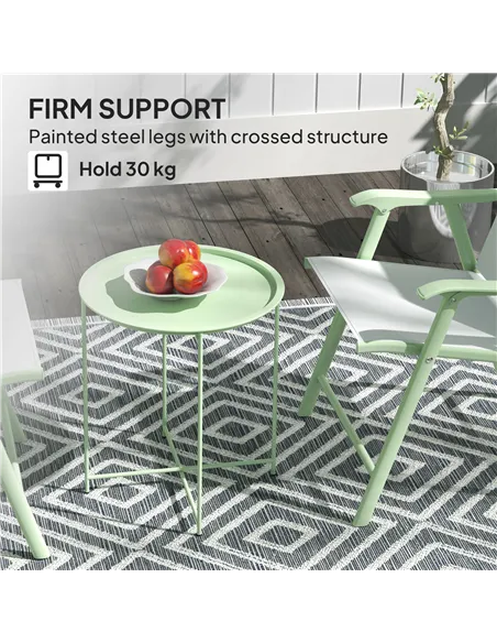 Outsunny Steel Removable Tray Top Garden Table - Green