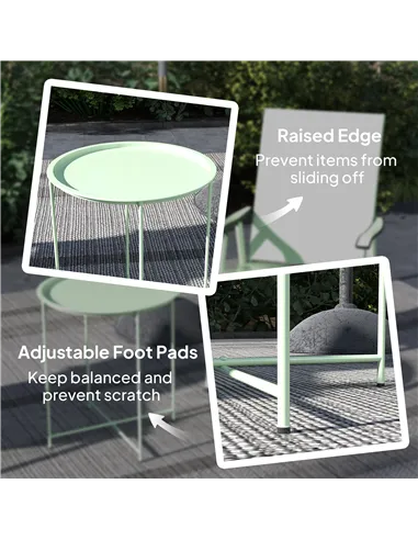 Outsunny Steel Removable Tray Top Garden Table - Green