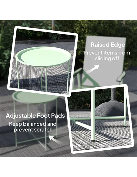 Outsunny Steel Removable Tray Top Garden Table - Green