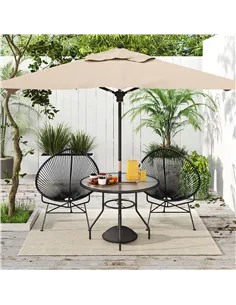 Outsunny Glass-Top Garden Table, with Parasol Hole - Black 2
