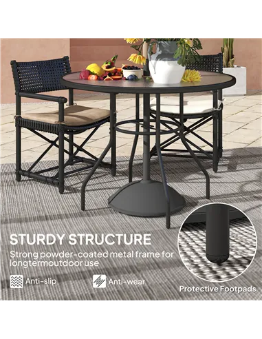 Outsunny Glass-Top Garden Table, with Parasol Hole - Black