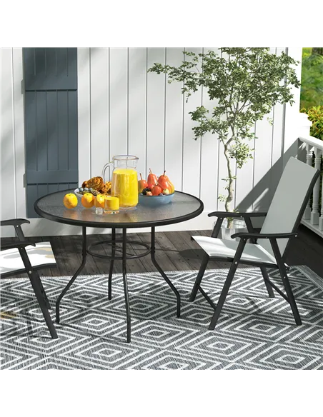 Outsunny Glass-Top Garden Table, with Parasol Hole - Black