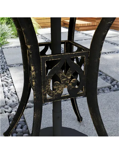 Outsunny 78 cm Round Garden Dining Table with Parasol Hole Antique Cast Aluminium Outdoor Table Only, Bronze Tone