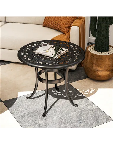Outsunny Outdoor Garden Table, Cast Aluminium Patio End Table with Anti-slip Foot Pads for Garden, Patio, Balcony, 60 x 52.5cm, 