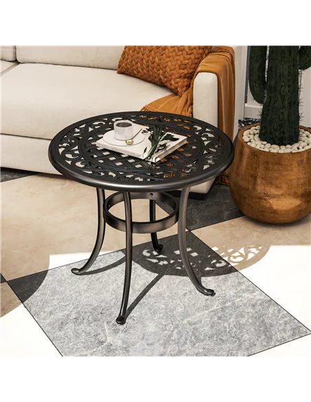 Outsunny Outdoor Garden Table, Cast Aluminium Patio End Table with Anti-slip Foot Pads for Garden, Patio, Balcony, 60 x 52.5cm, 
