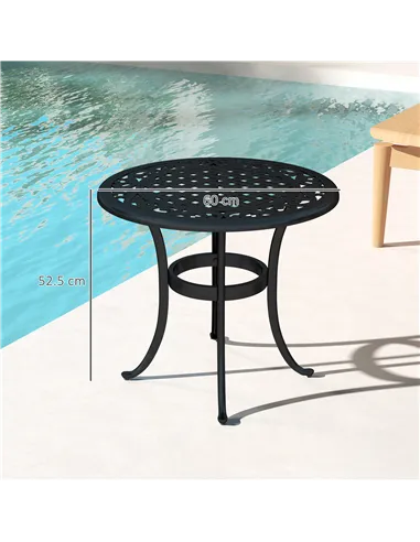 Outsunny Outdoor Garden Table, Cast Aluminium Patio End Table with Anti-slip Foot Pads for Garden, Patio, Balcony, 60 x 52.5cm, 