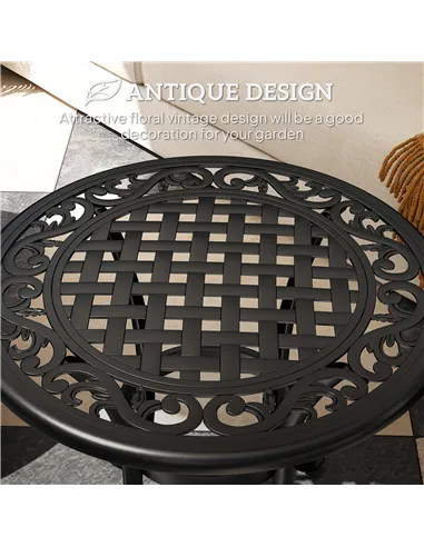 Outsunny Outdoor Garden Table, Cast Aluminium Patio End Table with Anti-slip Foot Pads for Garden, Patio, Balcony, 60 x 52.5cm, 