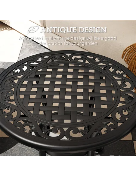 Outsunny Outdoor Garden Table, Cast Aluminium Patio End Table with Anti-slip Foot Pads for Garden, Patio, Balcony, 60 x 52.5cm, 