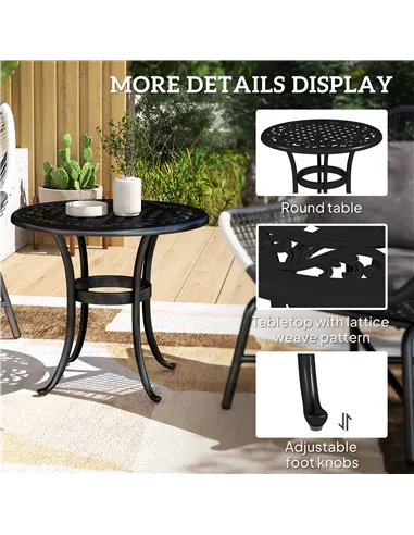Outsunny Outdoor Garden Table, Cast Aluminium Patio End Table with Anti-slip Foot Pads for Garden, Patio, Balcony, 60 x 52.5cm, 