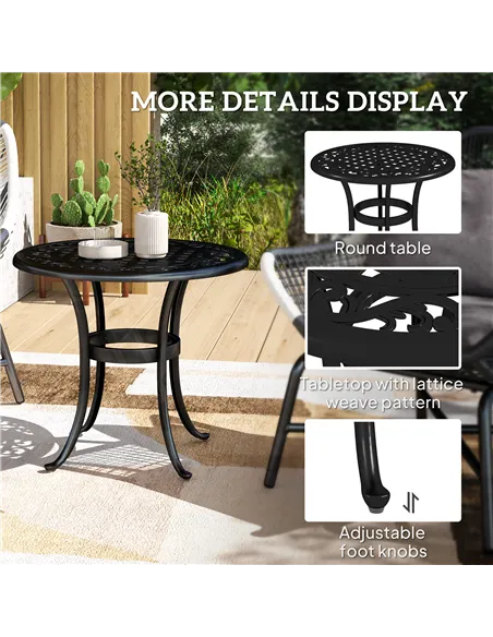 Outsunny Outdoor Garden Table, Cast Aluminium Patio End Table with Anti-slip Foot Pads for Garden, Patio, Balcony, 60 x 52.5cm, 