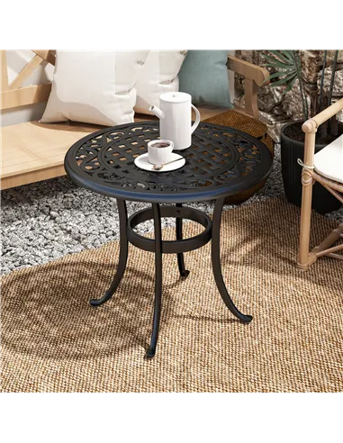 Outsunny Outdoor Garden Table, Cast Aluminium Patio End Table with Anti-slip Foot Pads for Garden, Patio, Balcony, 60 x 52.5cm, 