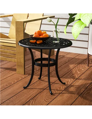 Outsunny Outdoor Garden Table, Cast Aluminium Patio End Table with Anti-slip Foot Pads for Garden, Patio, Balcony, 60 x 52.5cm, 