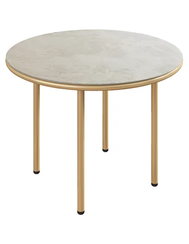 Outsunny Round Coffee Table, Modern End Side Table with Faux Marble Tempered Glass Top, Steel Frame for Living Room, Bedroom, Of