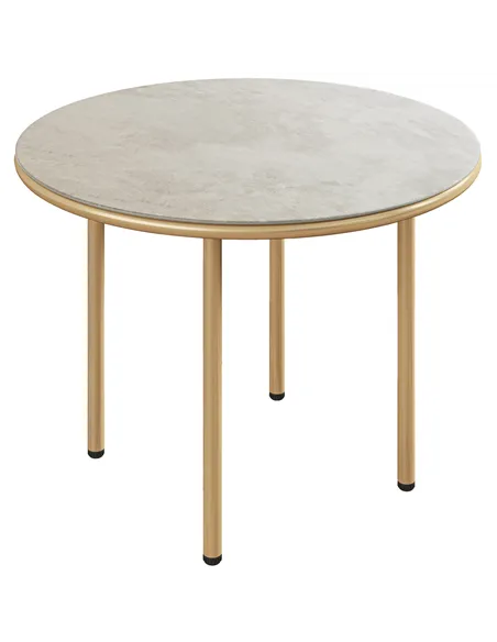 Outsunny Round Coffee Table, Modern End Side Table with Faux Marble Tempered Glass Top, Steel Frame for Living Room, Bedroom, Of