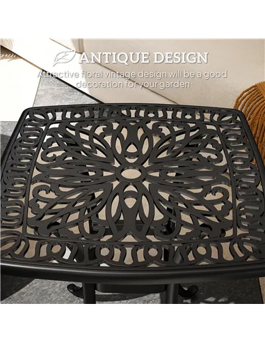 Outsunny Outdoor Garden Table with 38mm Dia. Umbrella Hole, Cast Aluminium Patio End Table with Anti-slip Foot Pads for Garden, 