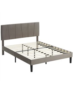 HOMCOM King Size Bed Frame, with Velvet-Feel Headboard - Grey