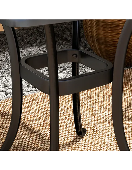 Outsunny Outdoor Garden Table with 38mm Dia. Umbrella Hole, Cast Aluminium Patio End Table with Anti-slip Foot Pads for Garden, 