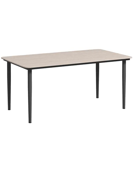 Outsunny Garden Table, Outdoor Dining Table for 6 People, 160 x 90 x 74 cm, with Rust Resistant Metal Frame, WPC Top, for Balcon