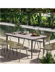Outsunny Garden Table, Outdoor Dining Table for 6 People, 160 x 90 x 74 cm, with Rust Resistant Metal Frame, WPC Top, for Balcon 2