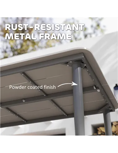 Outsunny Garden Table, Outdoor Dining Table for 6 People, 160 x 90 x 74 cm, with Rust Resistant Metal Frame, WPC Top, for Balcon