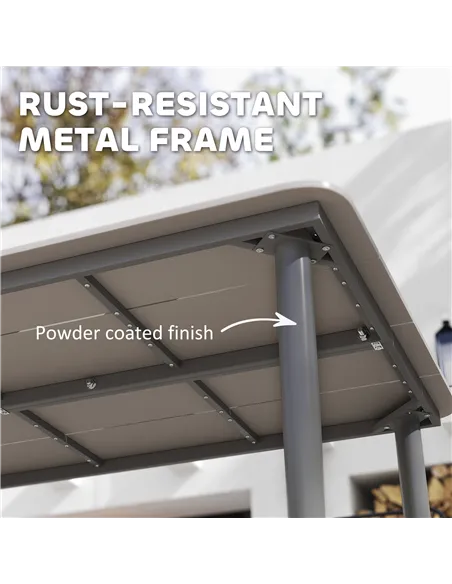 Outsunny Garden Table, Outdoor Dining Table for 6 People, 160 x 90 x 74 cm, with Rust Resistant Metal Frame, WPC Top, for Balcon