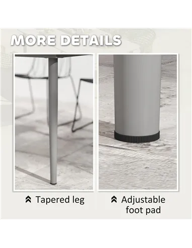 Outsunny Garden Table, Outdoor Dining Table for 6 People, 160 x 90 x 74 cm, with Rust Resistant Metal Frame, WPC Top, for Balcon