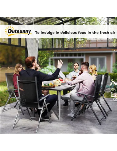 Outsunny Garden Table, Outdoor Dining Table for 6 People, 160 x 90 x 74 cm, with Rust Resistant Metal Frame, WPC Top, for Balcon