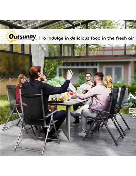 Outsunny Garden Table, Outdoor Dining Table for 6 People, 160 x 90 x 74 cm, with Rust Resistant Metal Frame, WPC Top, for Balcon