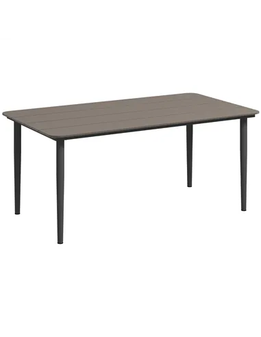 Outsunny Garden Table, Outdoor Dining Table for 6 People, 160 x 90 x 74 cm, with Rust Resistant Metal Frame, WPC Top, for Balcon